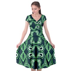 Abstract Pattern Geometric Backgrounds  Cap Sleeve Wrap Front Dress by Eskimos