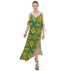 Abstract Pattern Geometric Backgrounds Maxi Chiffon Cover Up Dress by Eskimos