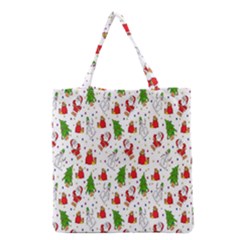 Hd-wallpaper-christmas-pattern-pattern-christmas-trees-santa-vector Grocery Tote Bag by nate14shop