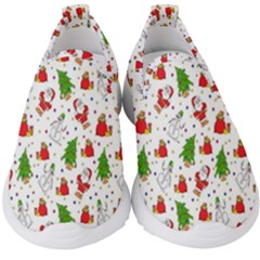 Hd-wallpaper-christmas-pattern-pattern-christmas-trees-santa-vector Kids  Slip On Sneakers by nate14shop