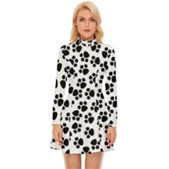 Abstract-black-white Long Sleeve Velour Longline Dress by nate14shop