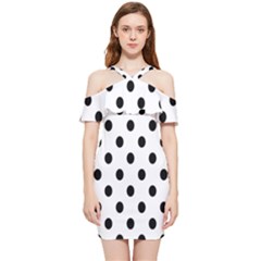 Black-and-white-polka-dot-pattern-background-free-vector Shoulder Frill Bodycon Summer Dress by nate14shop