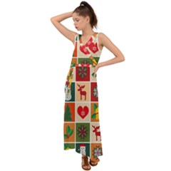 Christmas-pattern V-neck Chiffon Maxi Dress by nate14shop