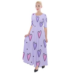 Heart-purple-pink-love Half Sleeves Maxi Dress by nate14shop