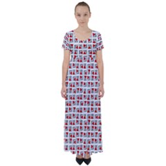 Spanish Love Phrase Motif Pattern High Waist Short Sleeve Maxi Dress by dflcprintsclothing