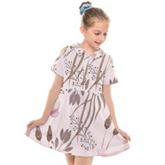 Bohemian Pastel Flowers Kids  Short Sleeve Shirt Dress by HWDesign