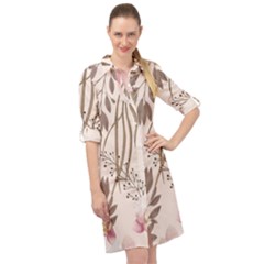 Bohemian Pastel Flowers Long Sleeve Mini Shirt Dress by HWDesign