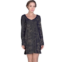 Elegant And Simple Monoline Floral Long Sleeve Nightdress by HWDesign