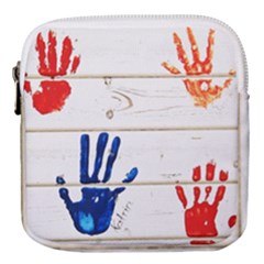 Handprint,wood Mini Square Pouch by nate14shop