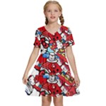Hello-kitty-003 Kids  Short Sleeve Tiered Mini Dress
