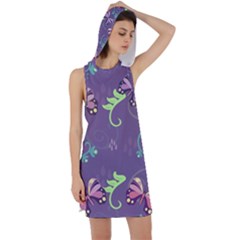 Background-butterfly Purple Racer Back Hoodie Dress by nate14shop