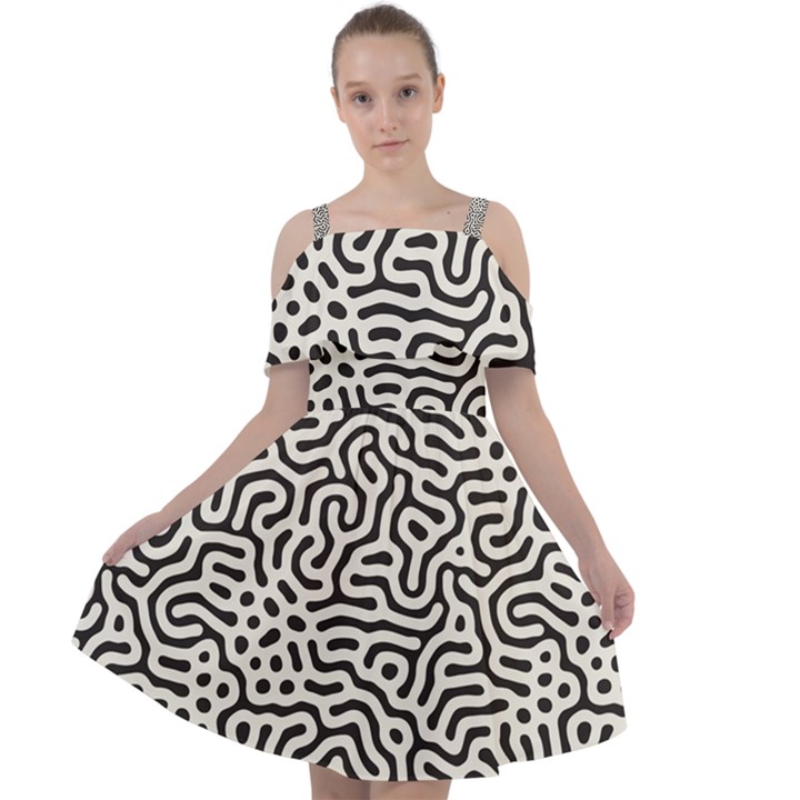 Animal-seamless-vector-pattern-of-dog-kannaa Cut Out Shoulders Chiffon Dress