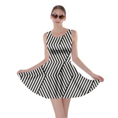 Vector-geometric-lines-pattern-simple-monochrome-texture-with-diagonal-stripes-lines-chevron-zigzag- Skater Dress by nate14shop