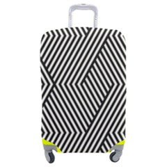 Vector-geometric-lines-pattern-simple-monochrome-texture-with-diagonal-stripes-lines-chevron-zigzag- Luggage Cover (medium) by nate14shop