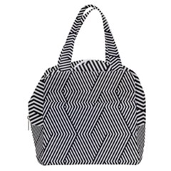 Vector-geometric-lines-pattern-simple-monochrome-texture-with-diagonal-stripes-lines-chevron-zigzag- Boxy Hand Bag by nate14shop