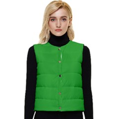 Green Women s Short Button Up Puffer Vest