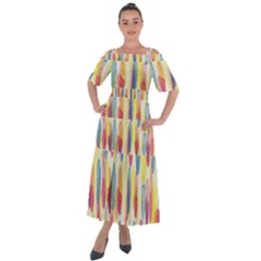 Watercolour-texture Shoulder Straps Boho Maxi Dress  by nate14shop