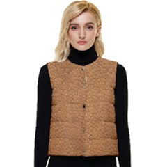 Leather Brown  Women s Short Button Up Puffer Vest
