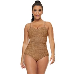 Leather Brown  Retro Full Coverage Swimsuit