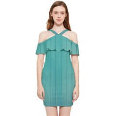 Green Surface  Shoulder Frill Bodycon Summer Dress by artworkshop