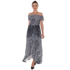 Ice Frost Crystals Off Shoulder Open Front Chiffon Dress by artworkshop