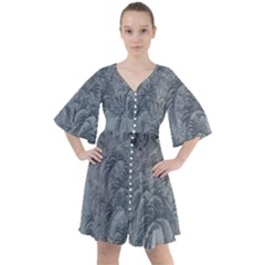 Ice Frost Crystals Boho Button Up Dress