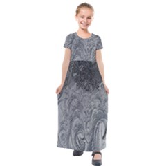 Ice Frost Crystals Kids  Short Sleeve Maxi Dress