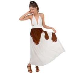Chocolate Backless Maxi Beach Dress by nate14shop