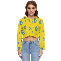 Floral Yellow Women s Lightweight Cropped Hoodie by nate14shop