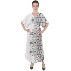 Im Fourth Dimension Black White 7 V-neck Boho Style Maxi Dress by imanmulyana