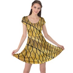 Chain Link Fence Sunset Wire Steel Fence Cap Sleeve Dress by artworkshop