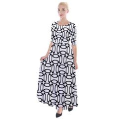 Ellipse-pattern Half Sleeves Maxi Dress by nate14shop