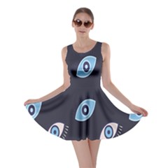 Eyes Evil Eye Blue Pattern Design Skater Dress by artworkshop