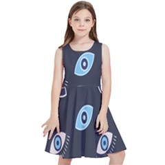 Eyes Evil Eye Blue Pattern Design Kids  Skater Dress by artworkshop