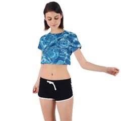 Surface Abstract  Tie Back Short Sleeve Crop Tee by artworkshop