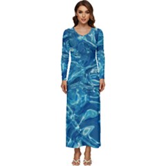 Surface Abstract  Long Sleeve Velour Longline Maxi Dress by artworkshop