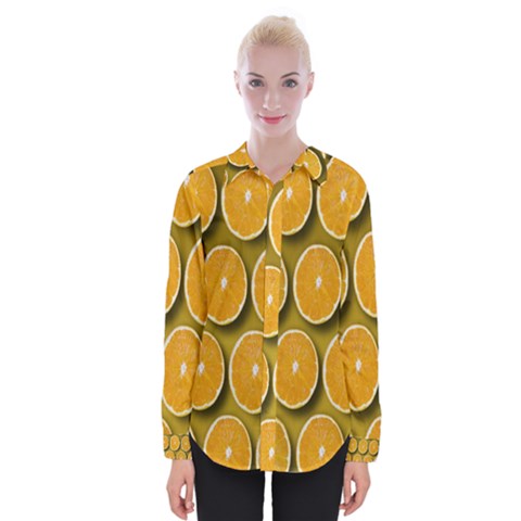 Oranges Slices  Pattern Womens Long Sleeve Shirt by artworkshop