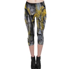 Rock Wall Crevices Geology Pattern Shapes Texture Capri Leggings  by artworkshop