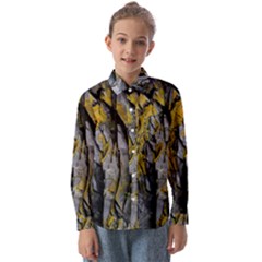 Rock Wall Crevices Geology Pattern Shapes Texture Kids  Long Sleeve Shirt by artworkshop