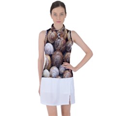 Snail Shells Pattern Arianta Arbustorum Women s Sleeveless Polo Tee by artworkshop