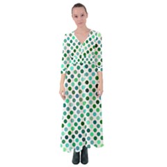 Polka-dot-green Button Up Maxi Dress by nate14shop