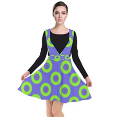 Polka-dots-green-blue Plunge Pinafore Dress by nate14shop
