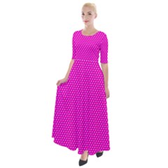 Polkadots-pink Half Sleeves Maxi Dress by nate14shop