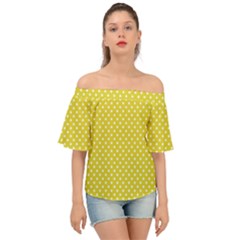 Polka-dots-yellow Off Shoulder Short Sleeve Top
