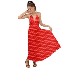 Red-polka Backless Maxi Beach Dress by nate14shop