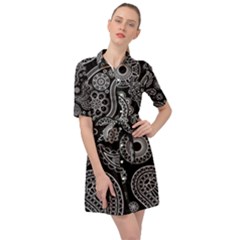 Seamless Paisley Pattern Belted Shirt Dress by nate14shop