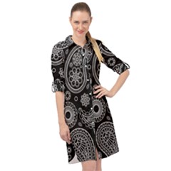 Seamless Paisley Pattern Long Sleeve Mini Shirt Dress by nate14shop