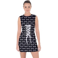 Be Wild Text Motif Pattern Lace Up Front Bodycon Dress by dflcprintsclothing