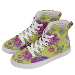 Blue Purple Floral Pattern Women s Hi-top Skate Sneakers by designsbymallika