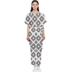 Abstract-box-white Batwing Lightweight Chiffon Jumpsuit by nate14shop